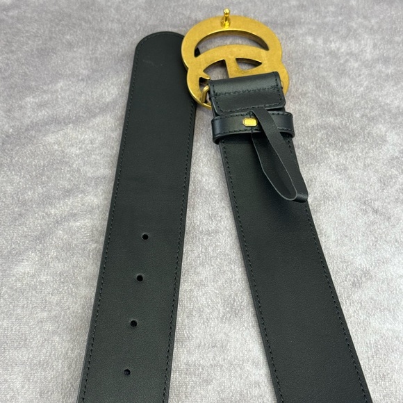 Gucci 2015 Re Edition Wide Leather Belt Gg Double Marmont Black 400593 85/34 - Picture 8 of 10